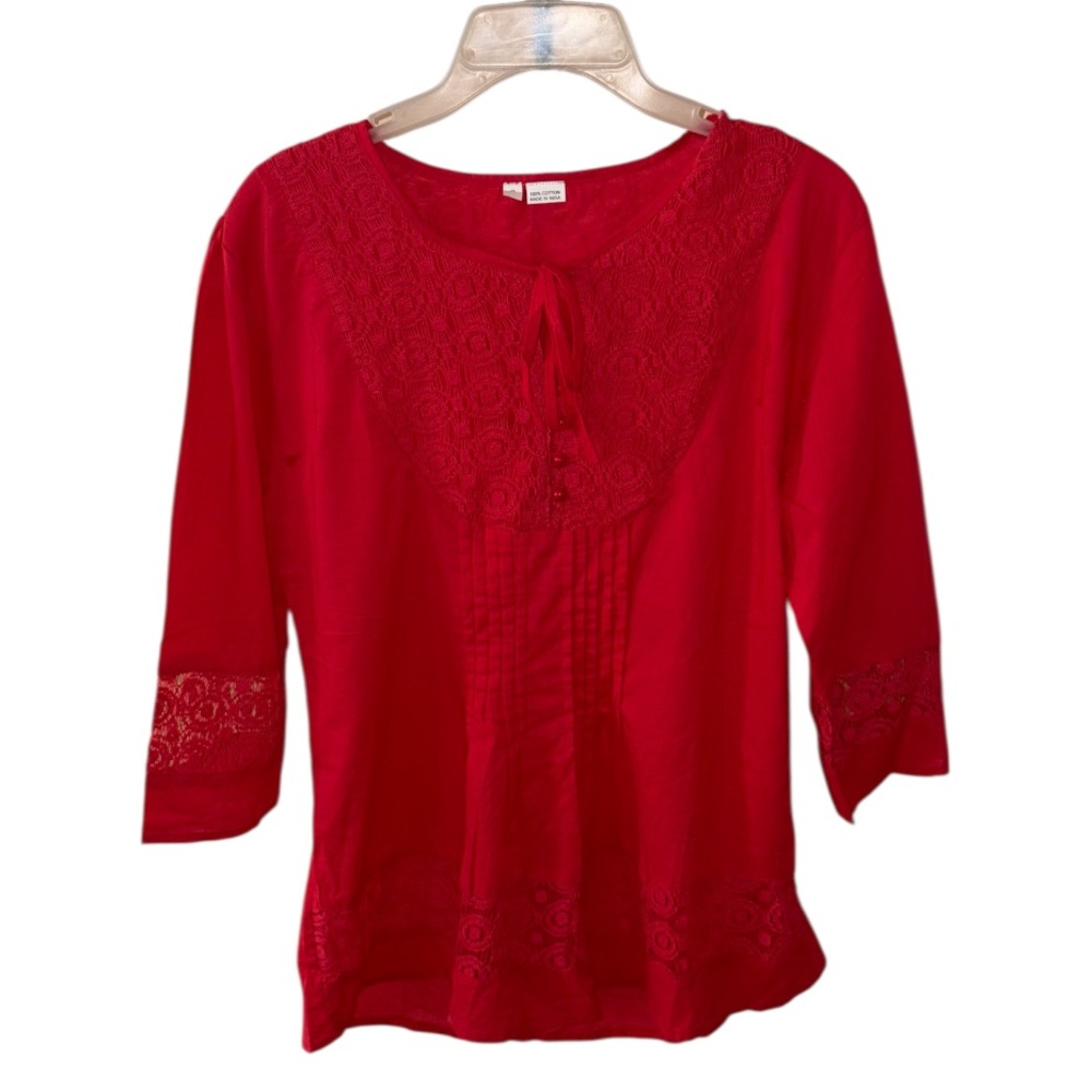 Red Embroidered Blouse